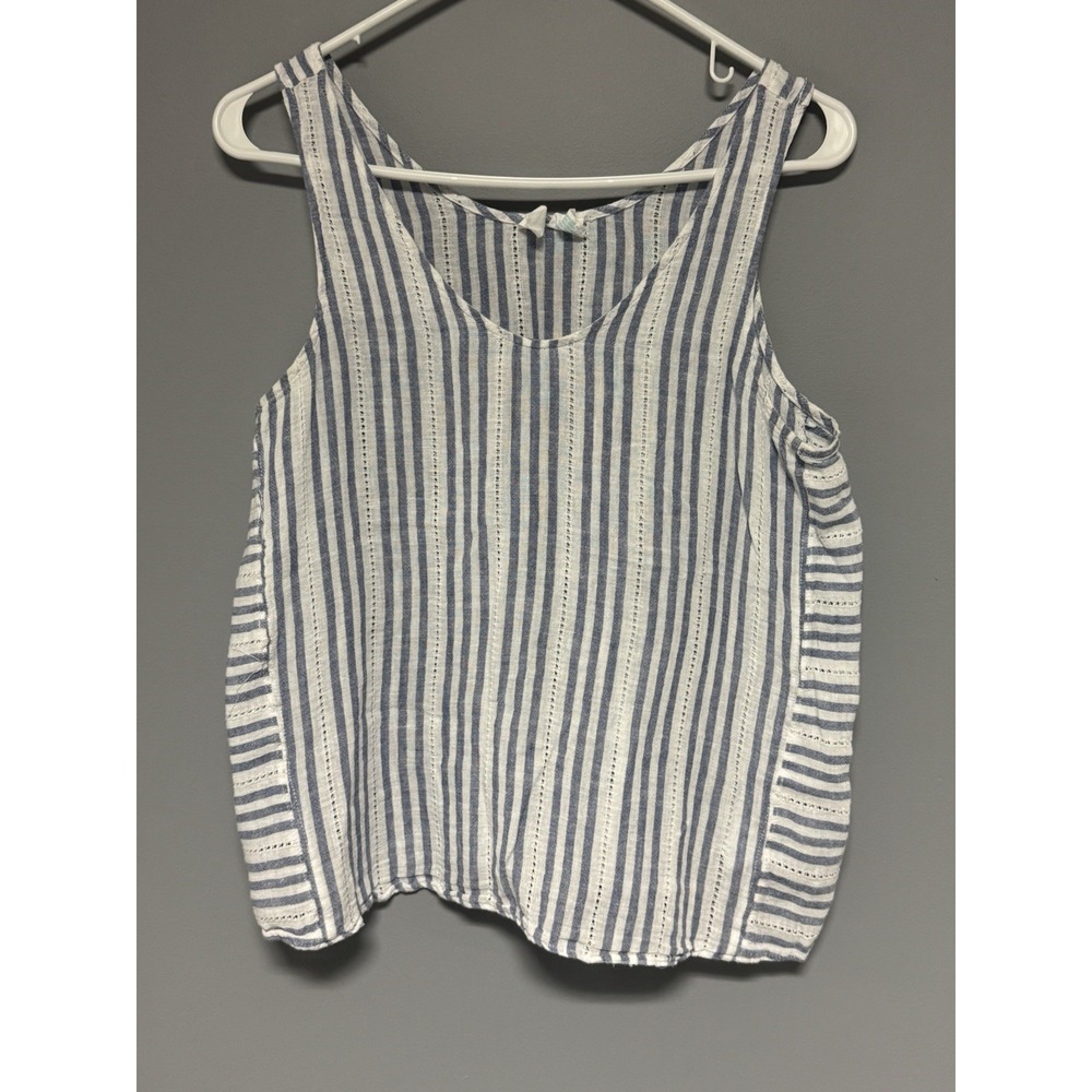 Cynthia Rowley Women's Size‎ Medium Linen Blend Striped Nautical Tank Top Preppy